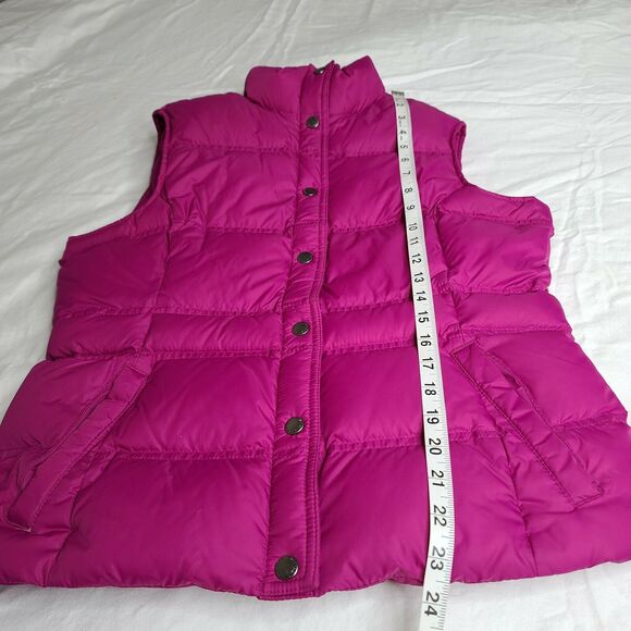 Lands End Puffer Vest Down Feathers Pink Magenta Small Sleeveless Jacket Pockets - Picture 10 of 11